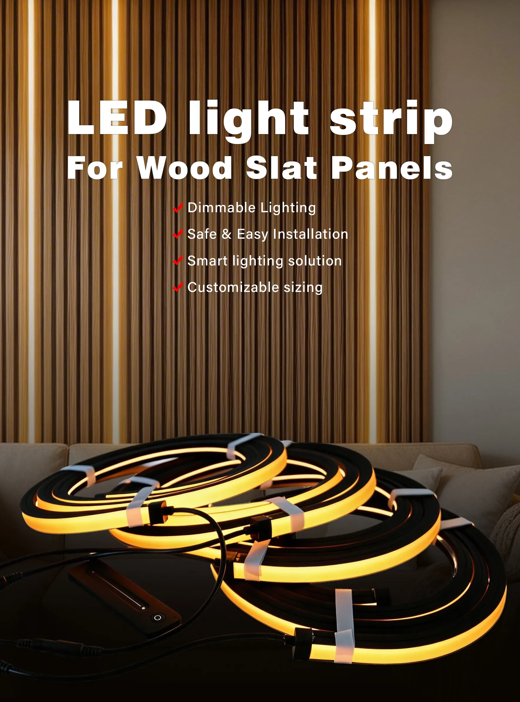 Led Slat Lighting Wilgex Wood Slat Panel LED Strip Kit: The Plug-&-Play Hidden Lighting ...